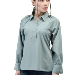 Woodland Green Polyester Solid Shirt image 1