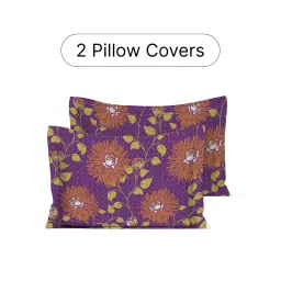 GRES Home 120TC 100% Cotton Double Bedsheet With 2 Pillow Covers - Purple image 4