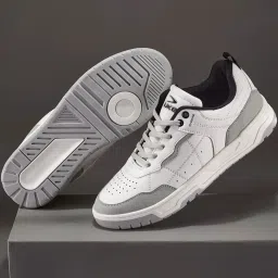 Duke Men's Perforation White & Grey Casual Sneakers image 1