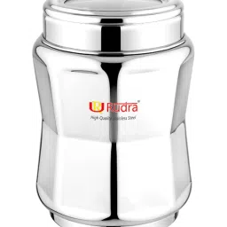 Rudra Silver Stainless Steel Hexagon Container with See Through Lid (Size 1) image 1