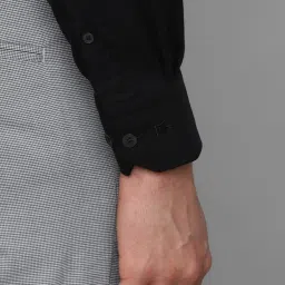 Louis Philippe Black Cotton Regular Fit Shirt image 4