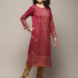 Biba Red Printed Straight Kurta image 4
