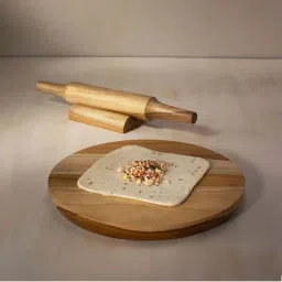 ellementry Natural Teak Wood Chakla Set - Set of 1 image 1