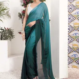 Satrani Green Ombre Saree With Unstitched Blouse image 1