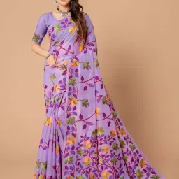 Satrani Lavender Woven Saree With Unstitched Blouse image 1