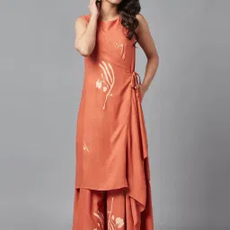 W Orange Floral Print Jumpsuit-image-13