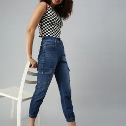 showoffff SHOWOFF Jogger High-Rise Blue Low Distress Jeans image 4