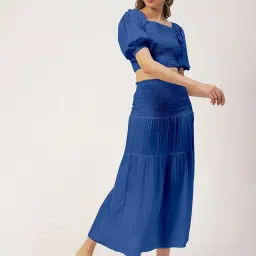 Moomaya Blue Midi Skirt image 4