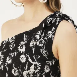 Moomaya Black & White Floral Print Crop Top With Palazzos image 4