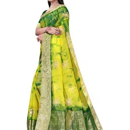 Pemal Designer Tie and Dye Organza Saree image 5