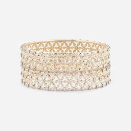 ToniQ Classy Gold-Plated Floral Cz Stone Studded Ethnic Bangle - Set of 2 image 4