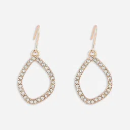 ToniQ Classy White Gold-Plated CZ Stone Studded Dangler Earrings image 4