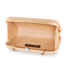 Esbeda Beige Small Partywear Boxy Clutch image 4