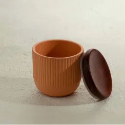 ellementry Sienna Brown Terracotta Container with Lid (600 ml) - Set of 1 image 3