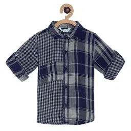 MINIKLUB Boys Navy & Grey Checks Full Sleeves Shirt image 1