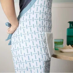 ellementry Maze White & Blue Cotton Kitchen Apron - Set of 1 image 2