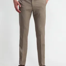 Arrow Medium Brown Slim Fit Self Pattern Trousers image 1