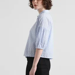 Only Blue Self Design Shirt image 4