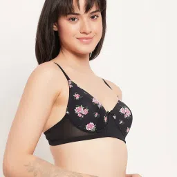Clovia Black Floral Print Push-Up Bra image 4