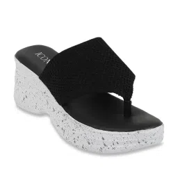 Iconics Women's Black Thong Wedges image 2
