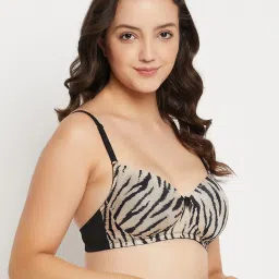 Clovia Beige Animal Print T-Shirt Bra image 4