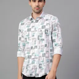 Cantabil White Cotton Regular Fit Printed Shirt image 1