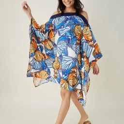 The Kaftan Company Blue Printed Kaftan Beachwear Dress image 4