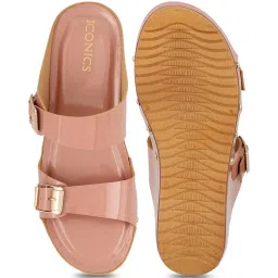 Iconics Women's Peach Casual Wedges image 3