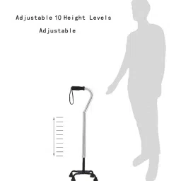 MCP WS-420 Jindal Quadripod Height Adjustable Walking Stick (Silver) image 4