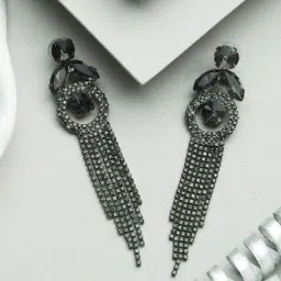 Priyaasi Floral Black Dangler Earrings-image-82