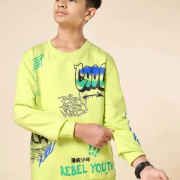Coolsters by Pantaloons Boys Sunny Lime Cotton Printed Full Sleeves Sweatshirts & Hoodies image 1