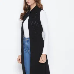 Duke Black Self Design Longline Sweater image 3