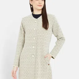 Duke Beige Self Design Longline Sweater image 1