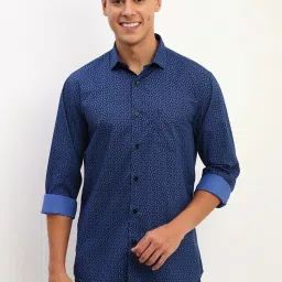 Allen Solly Navy Cotton Slim Fit Printed Shirt image 1