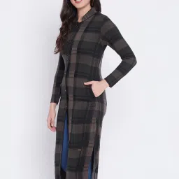 Duke Olive Checks Longline Sweater image 3