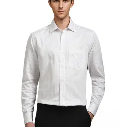 Louis Philippe White Cotton Regular Fit Printed Shirt image 1