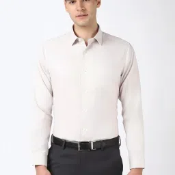 Peter England Beige Cotton Regular Fit Printed Shirt image 1