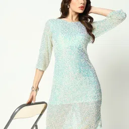 showoffff SHOWOFF Sea Green Embellished Bodycon Dress image 1
