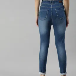 showoffff SHOWOFF Slim Fit Low Distress Blue Jeans image 2