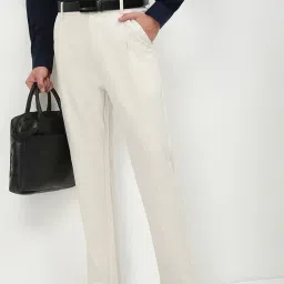 showoffff Showoff Beige Cotton Slim Fit Trousers image 1