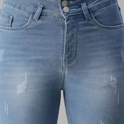 showoffff SHOWOFF Low Distress Blue Slim Fit Denim Jeans image 5