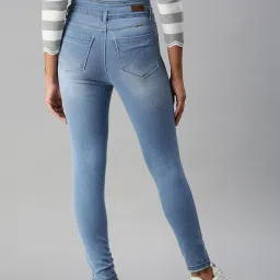 showoffff SHOWOFF Low Distress Blue Slim Fit Denim Jeans image 2