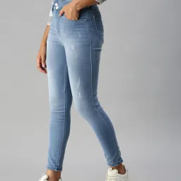 showoffff SHOWOFF Low Distress Blue Slim Fit Denim Jeans image 3