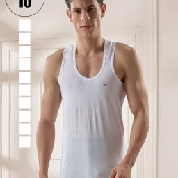 LUX Venus White Cotton Vest - Pack of 10 image 1