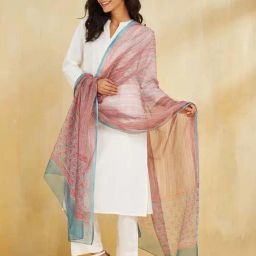 Fabindia Blue Regular Fit Printed Dupatta-picture-39