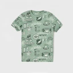 Fame Forever by Lifestyle Boys Olive Cotton Printed T Shirt image 1