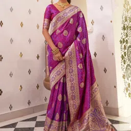 Saree Mall Purple Woven Sarees With Unstitched Blouse image 1