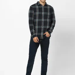 celio Celio* Black Cotton Regular Fit Checks Shirts image 5