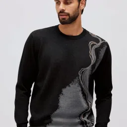 Andamen Black Regular Fit Printed Pullover image 1