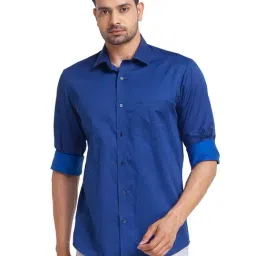 ColorPlus Blue Cotton Regular Fit Printed Shirt-picture-15